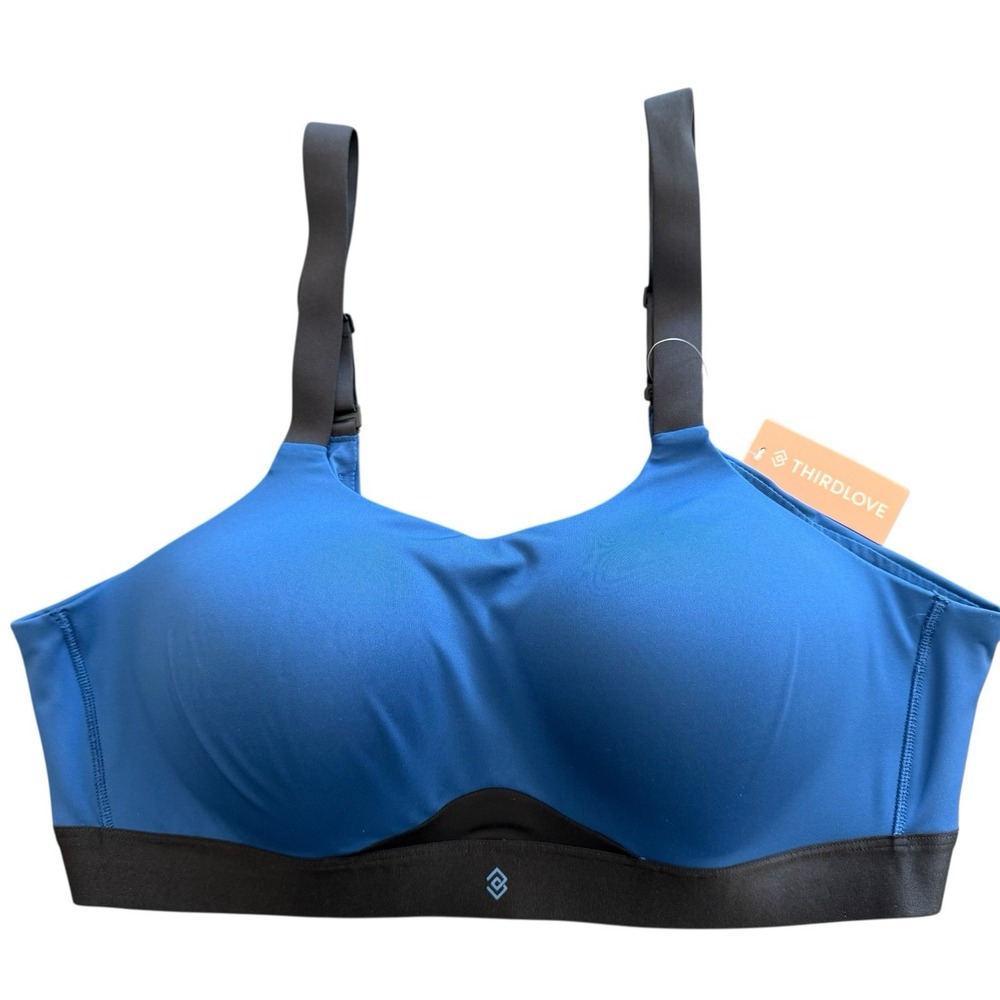 ThirdLove Kinetic Sports Bra 42C Blue NWT High Impact Wireless Plus Size X-Back - Picture 2 of 8